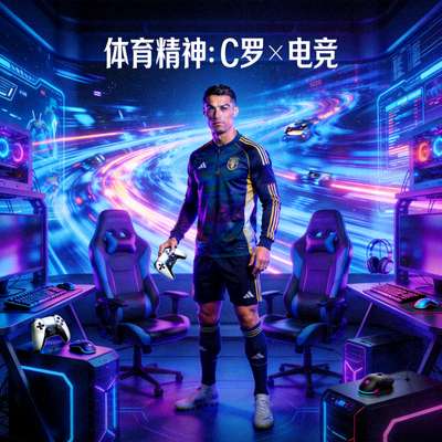 C罗形象与电竞结合的概念图，象征体育精神